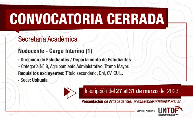 LLAMADO A CONVOCATORIA NODOCENTE CATEGORÍA 3